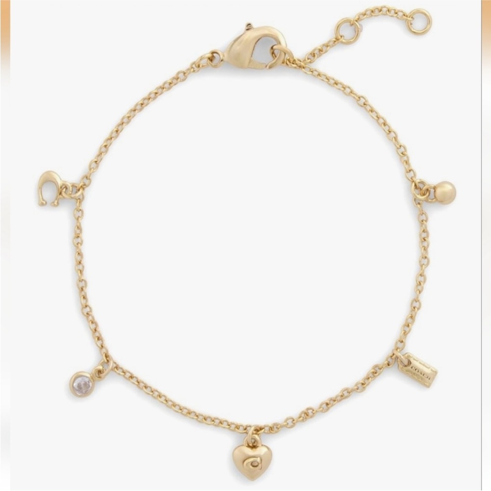 Coach charm gold charm bracelet